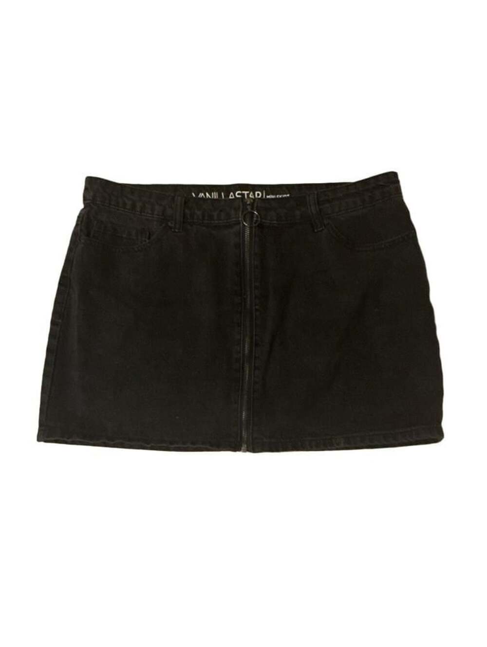 Vanilla Star Black Denim Zip-Front Mini Skirt